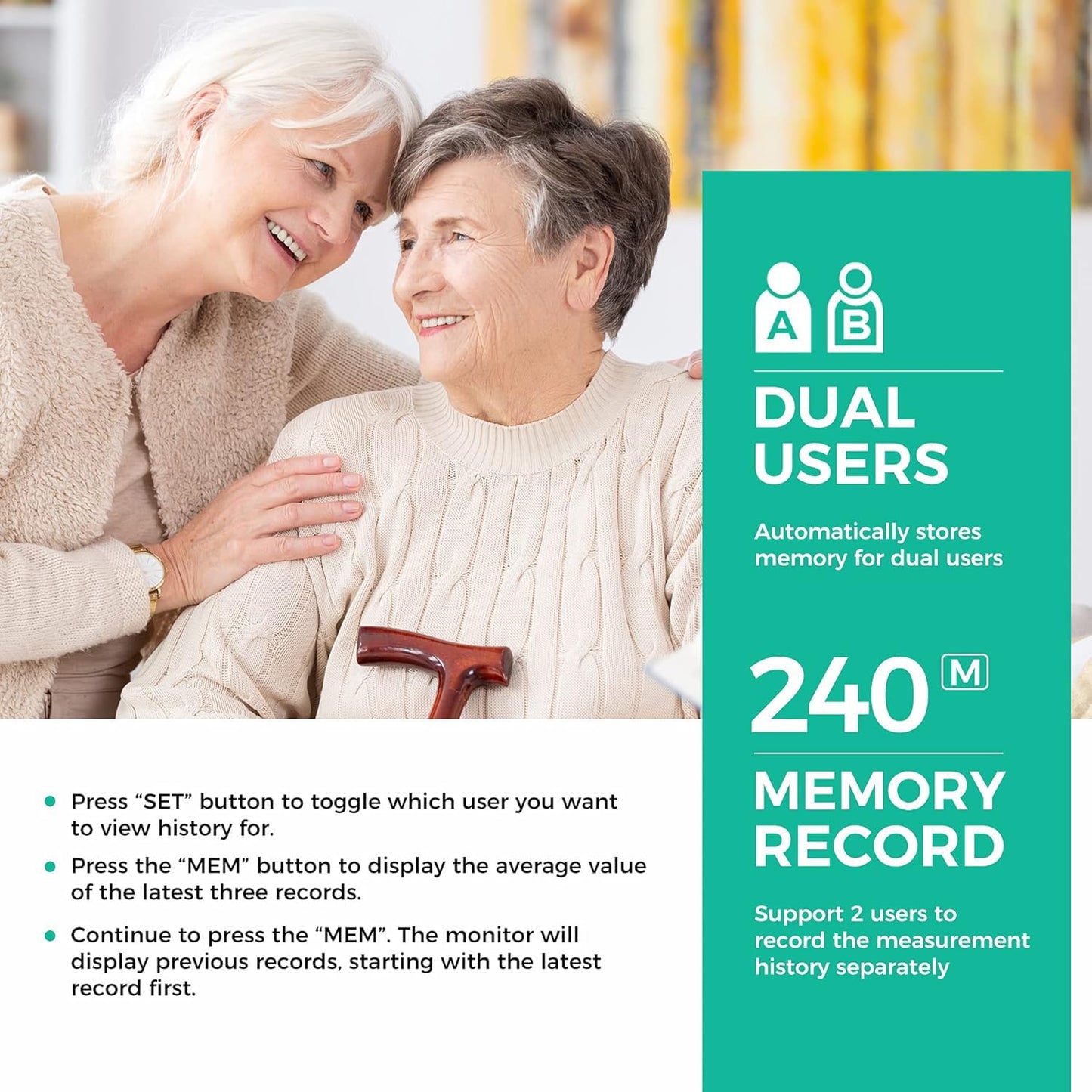 Blood Pressure Machine for Home Use Automatic Blood Pressure Monitor with 2x120 Reading Memory Adjustable Arm Cuff 8.7"-15.7" with Large LED Backlit Display Black 🍁 All In One Marketplace Canada
