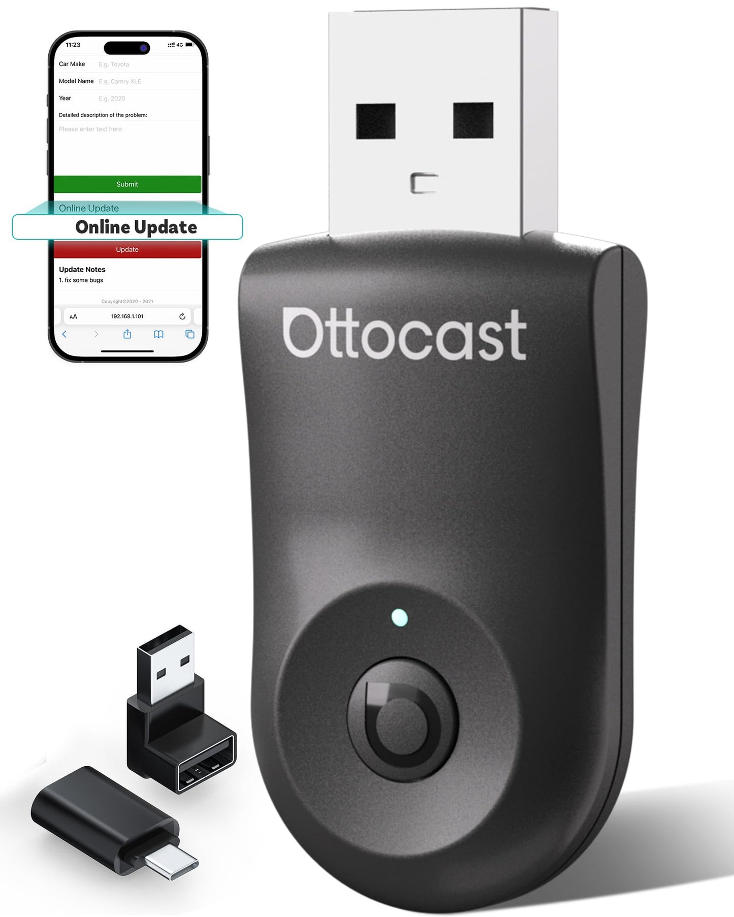 OTTOCAST Mini 2025 Wireless CarPlay & Android Auto 2-in-1 Adapter, Plug & Play, 5GHz WiFi, Auto Connect for iPhone & Android, Fits 98%+ OEM Wired CarPlay Cars 🍁 All In One Marketplace Canada