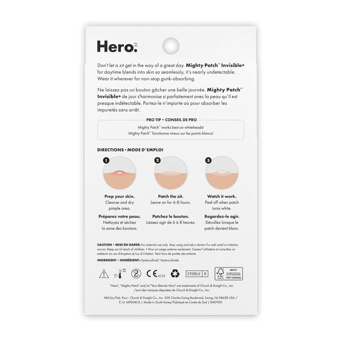 Hero Cosmetics Mighty Patch Invisible+ – Barely-there Hydrocolloid Patch for Pimples on the Face, Day-time Patches for Sensitive Skin, 39 Count 🍁 All In One Marketplace Canada
