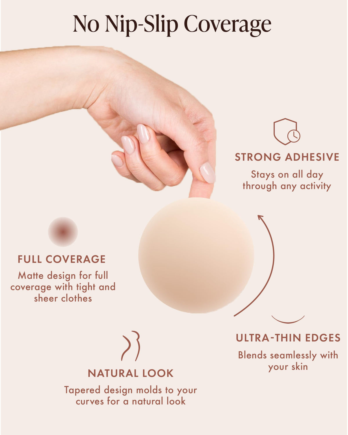 Bare Babe Reusable Silicone Nipple Covers - Waterproof, Nude, 4 Shades - Sticky Breast Stickers for Strapless Dress, Crème, Small (Fits AA-B) 🍁 All In One Marketplace Canada
