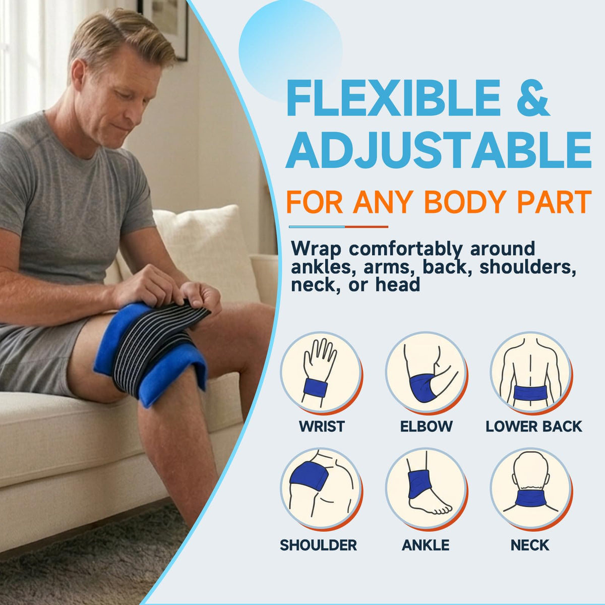 BICAREE Cold Gel Ice Packs Reusable for Injuries, Cold Compress - Relieves Muscle Pain, Sports Injury Recovery, Reduces Swellin (3-Piece Set) 🍁 All In One Marketplace Canada