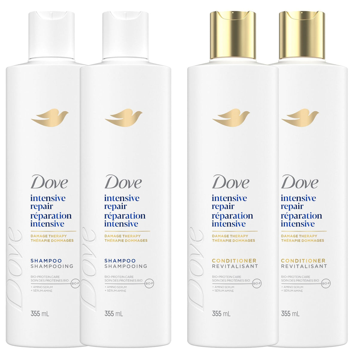 Dove Intensive Repair Shampoo & Conditioner for Damaged Hair, with Liquid Bio-Protein Care technology, 355ml (2 Shampoo + 2 Conditioner) 🍁 All In One Marketplace Canada