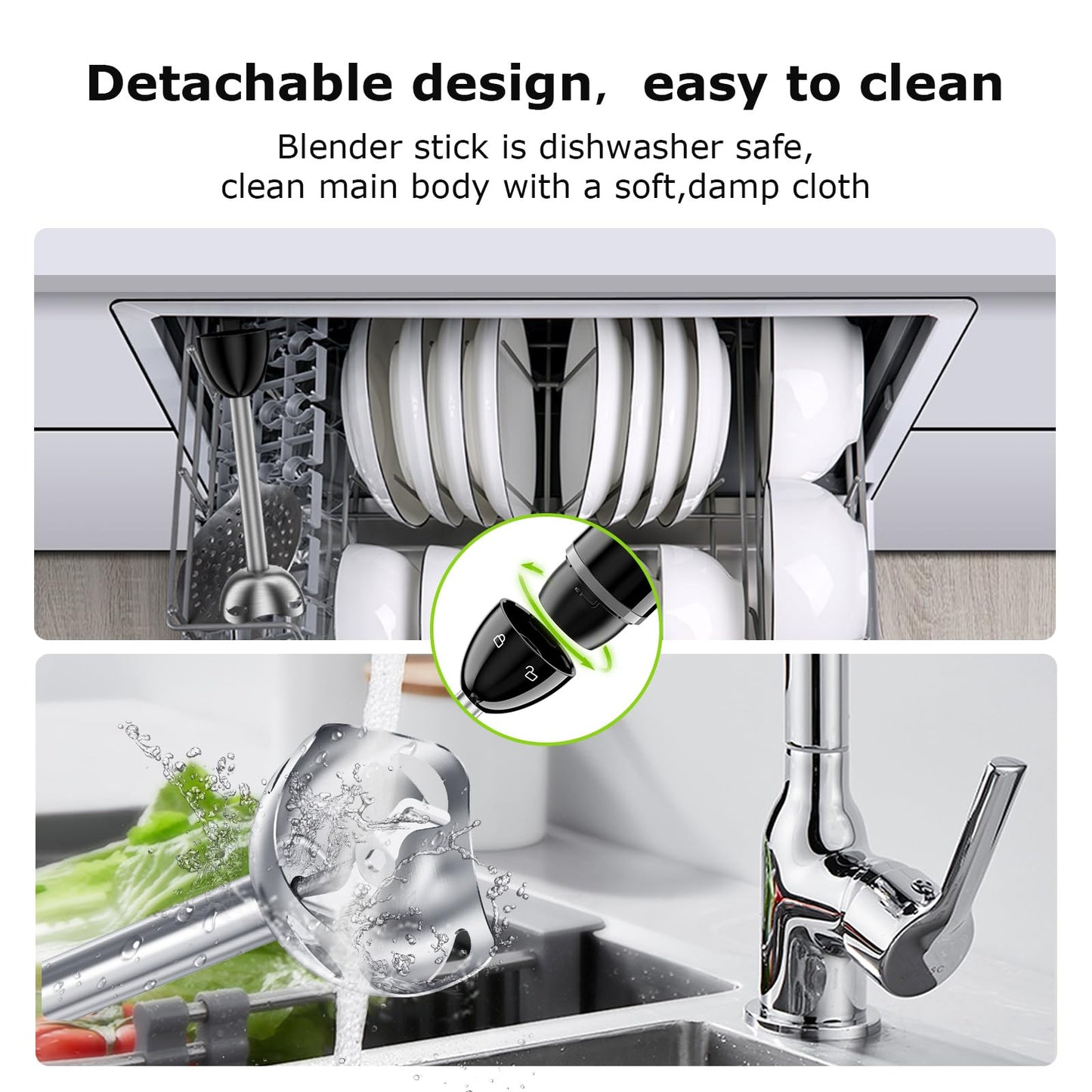 Bonsenkitchen Hand Blender, Immersion Blender with 2 Mixing Speed, Electric Handheld Blender Portable Stick Mixer with Stainless Steel Blades for Soup, Smoothie, Puree, Baby Food 🍁 All In One Marketplace Canada