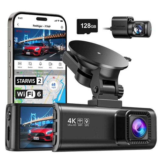 REDTIGER 4K Dash Cam Front and Rear with STARVIS 2, 5.8GHz Wi-Fi Dash Camera for Cars, 128GB Card Included, GPS, 3.18”IPS Screen, Night Vision, 170°Wide Angle, WDR, 24H Parking Mode(F7NP) 🍁 All In One Marketplace Canada