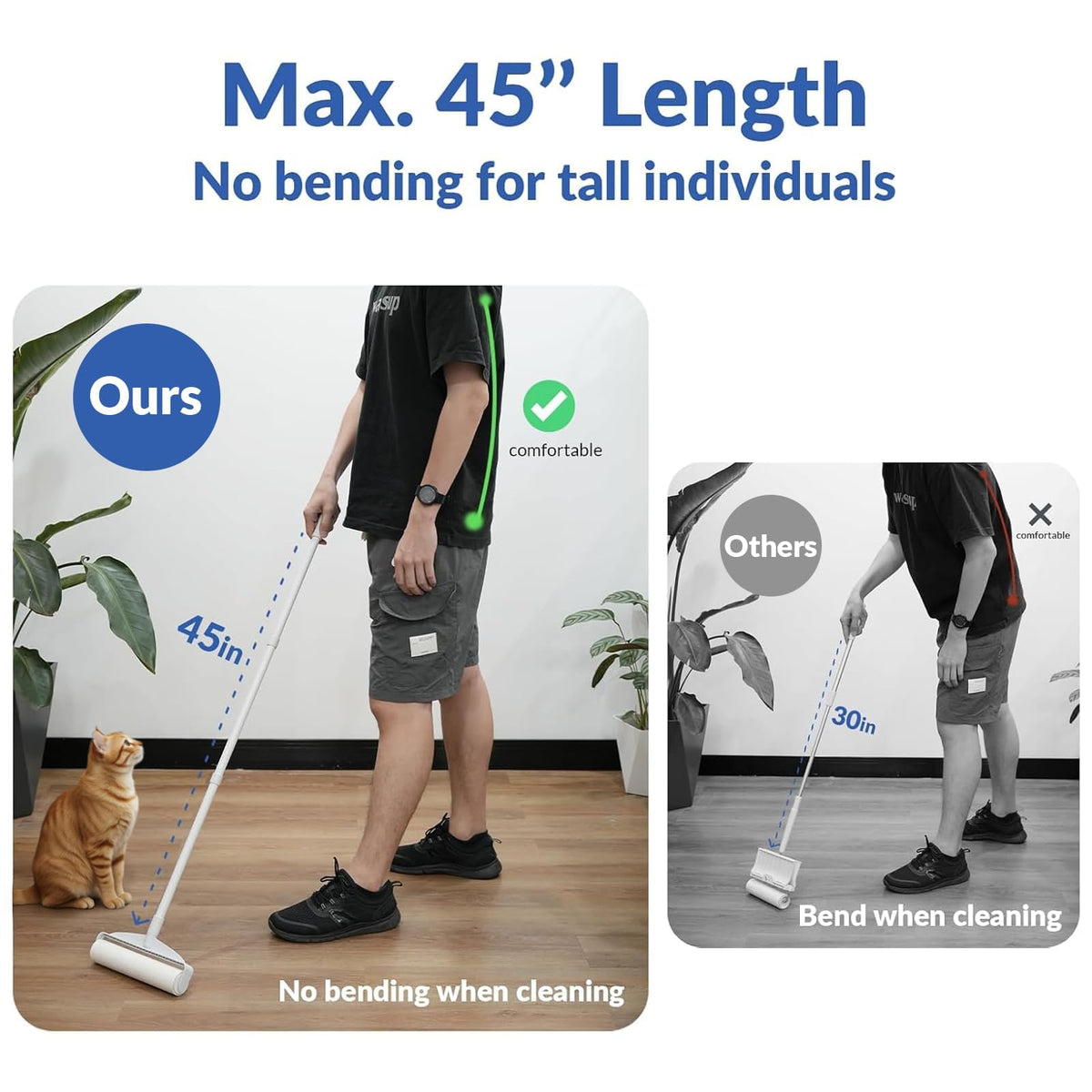 Large Lint Rollers for Carpet, Sticky Rollers for Floor DELOMO 9.45 in with 3 Extendable Handle, Long Handle Sticky Mop for Cleaning Carpets, Cars, Bedding, and Pet Hair, Ideal Gift for Pet Owners 🍁 All In One Marketplace Canada