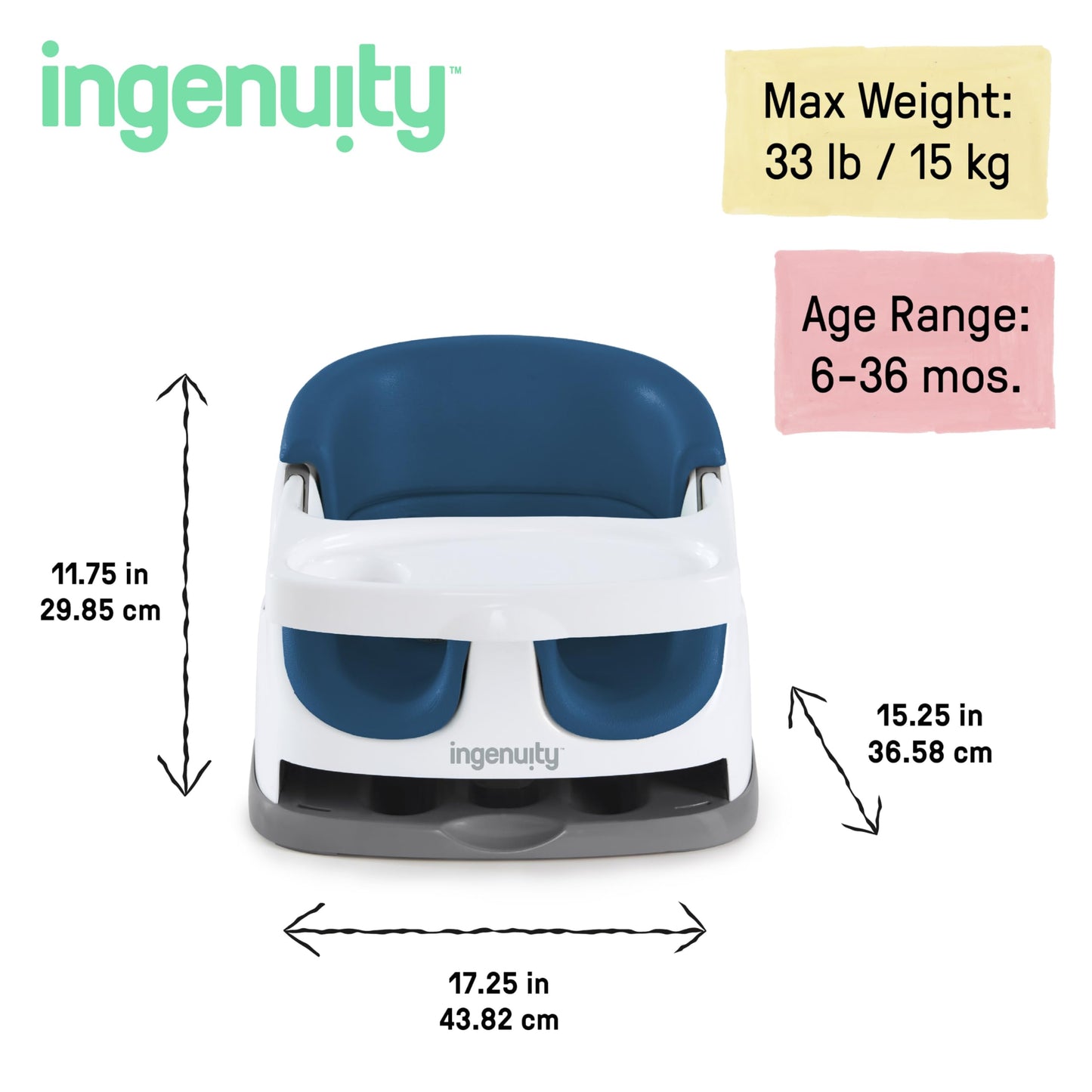 Ingenuity Baby Base 2-in-1 Booster Feeding and Floor Seat with Self-Storing Tray - Night Sky 🍁 All In One Marketplace Canada