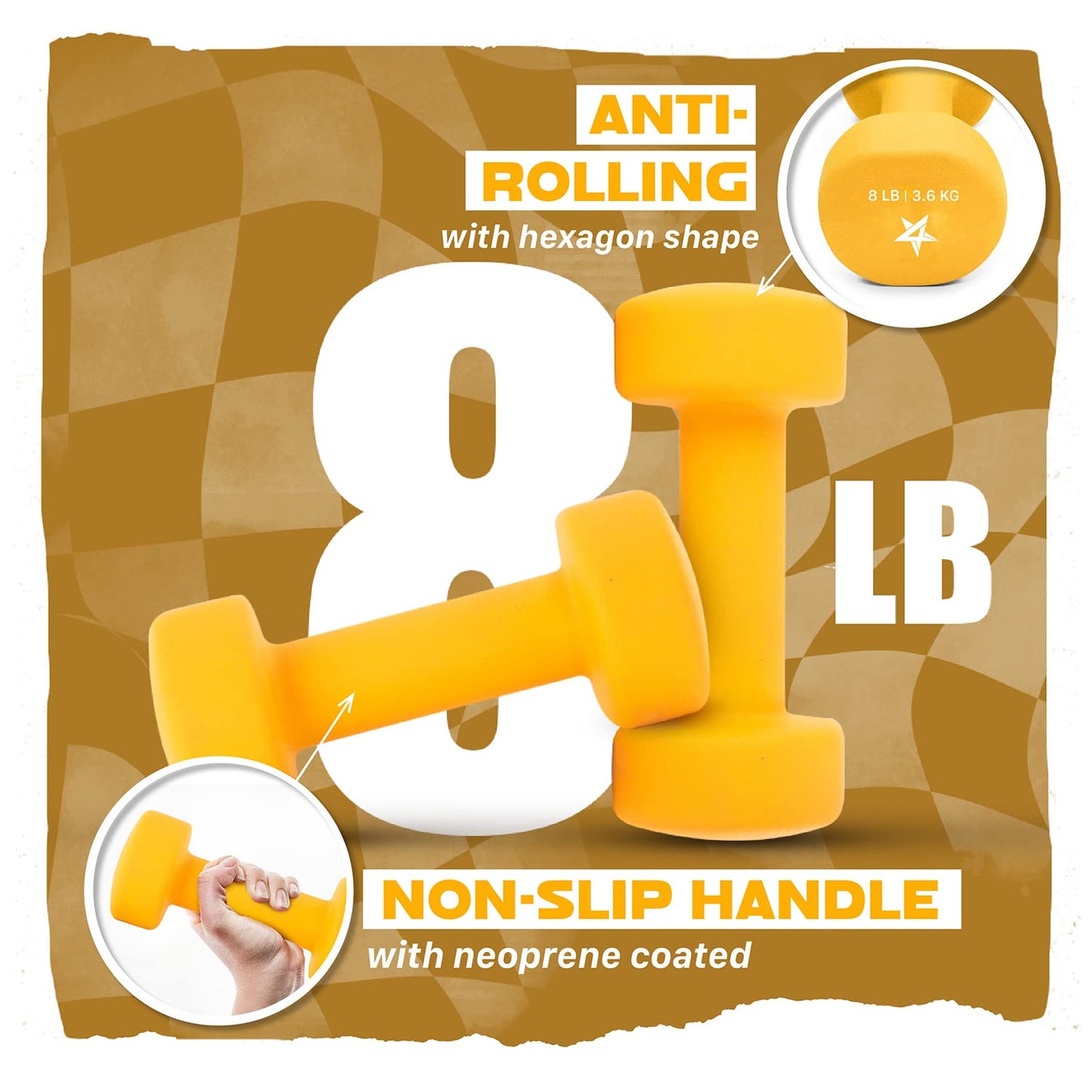 Yes4All Dumbbell Neoprene, poids et haltere, Weight Set, Hand Weights for Women, Dumbbells Pair, Free Weights (Orange - 8lbs) 🍁 All In One Marketplace Canada