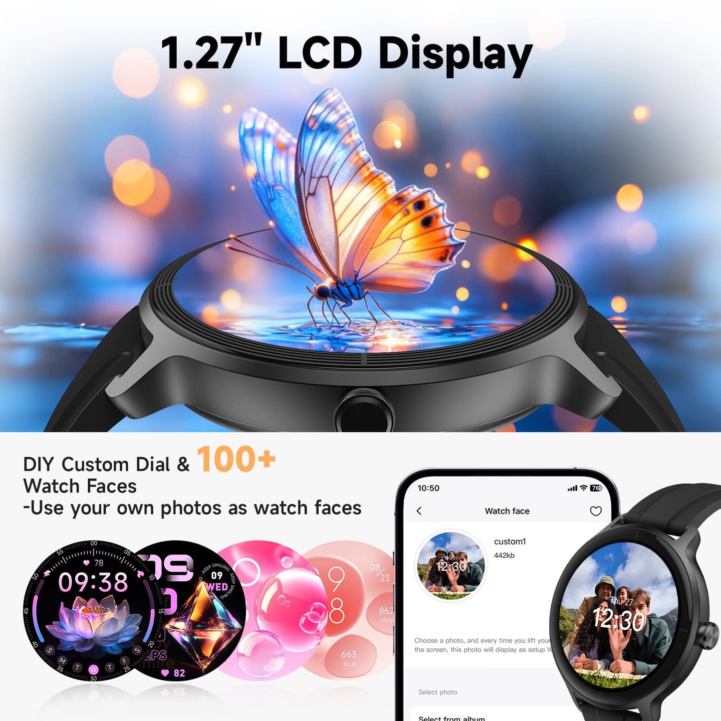 Smart Watch for Men Women, Bluetooth Calling, 1.27" HD Touchscreen Fitness Tracker, 100+ Sports Modes, AI Built-in, Heart Rate/Sleep/Step/SpO2 Monitor, IP68 Waterproof, Smartwatch for Android iPhone 🍁 All In One Marketplace Canada