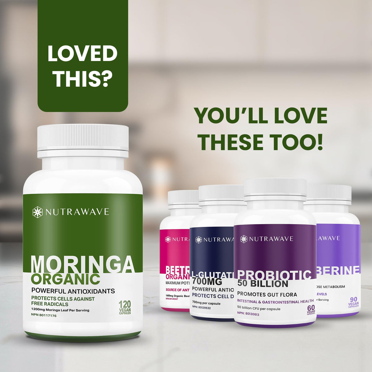 Nutrawave ORGANIC MORINGA LEAF Capsules 1200mg High Potency (2 x 600mg) – Gluten Free, Non-GMO, Vegan-Friendly Antioxidant Supplement -120 Capsules 🍁 All In One Marketplace Canada