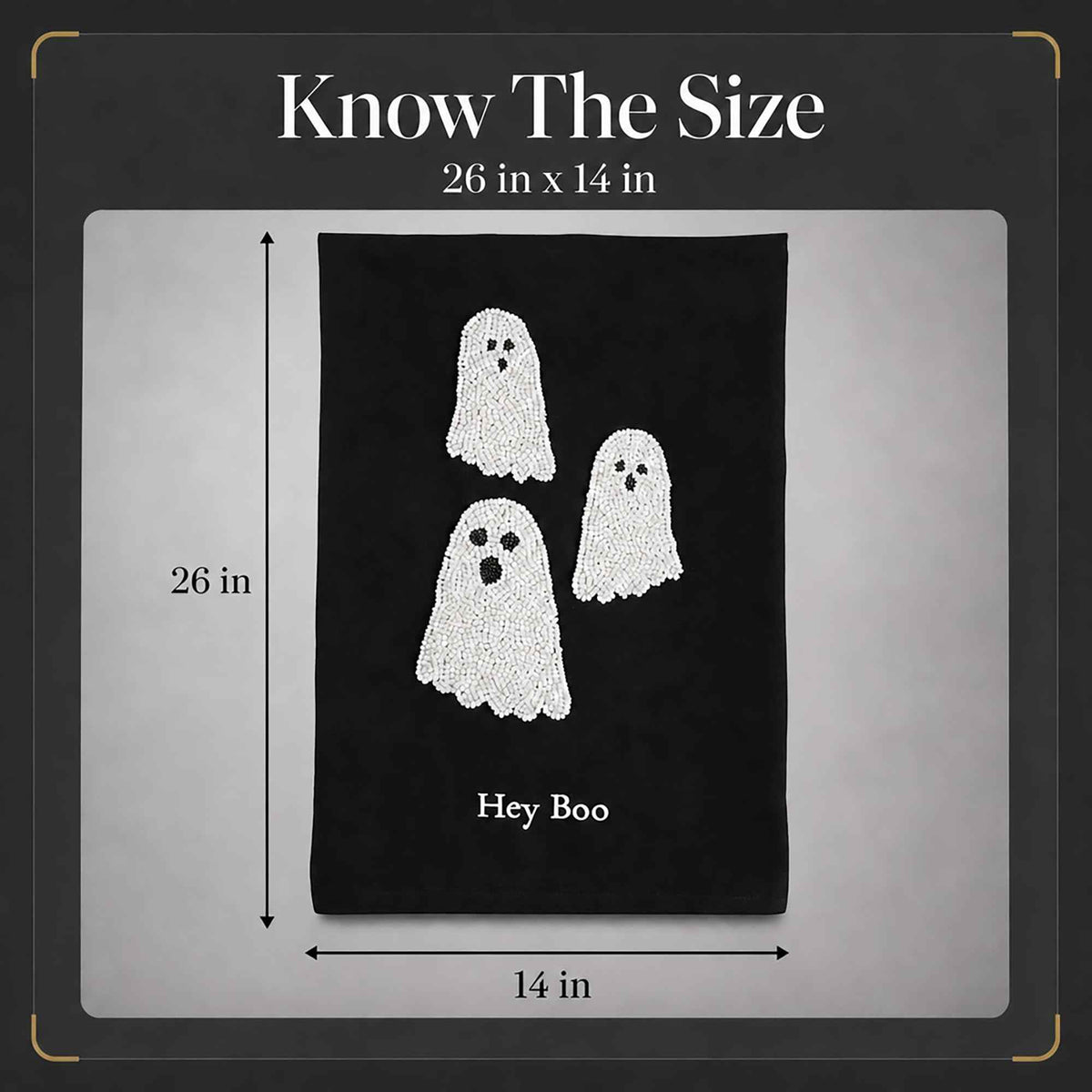 Mud Pie Halloween Bead Towel, Ghost, 26" x 14"