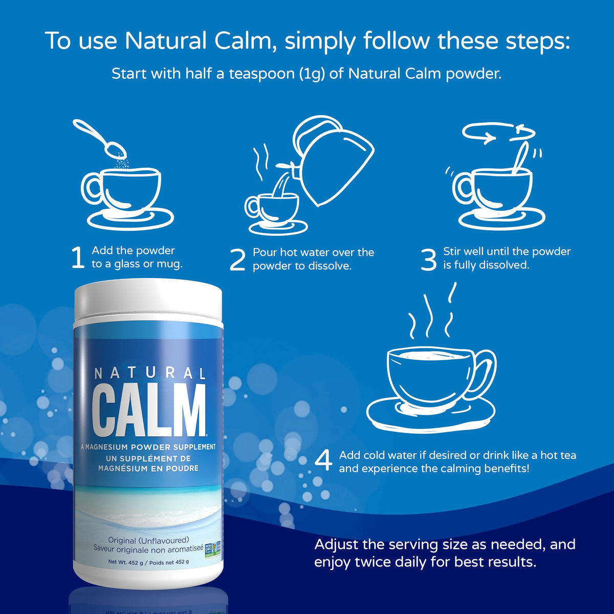 Natural Calm Magnesium Citrate Powder (Unflavoured) 452g - Quick Absorbing - Loved Magnesium Drink 🍁 All In One Marketplace Canada