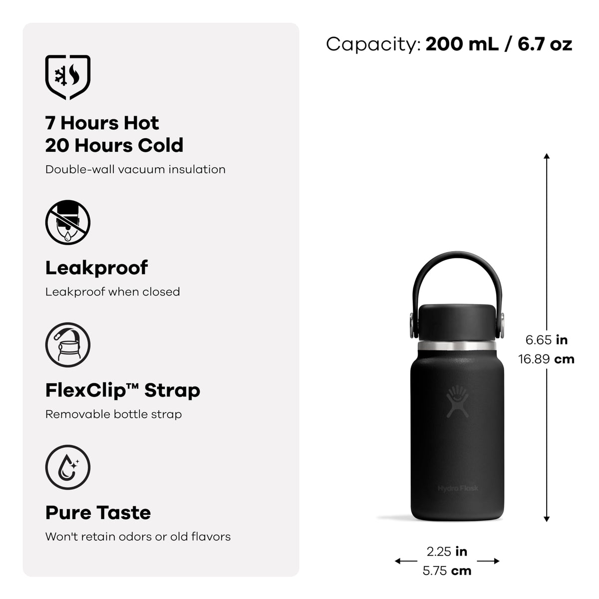 Hydro Flask Micro Bottle - Insulated Mini Leak Proof Flask for Purse or Pocket in 6.7 Oz Tonal White 🍁 All In One Marketplace Canada