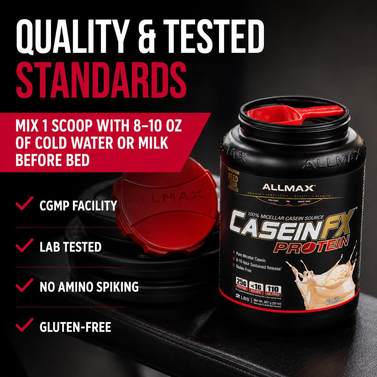 ALLMAX CASEIN-FX Casein Protein Powder, Chocolate, 2 lb, 27 Servings 🍁 All In One Marketplace Canada