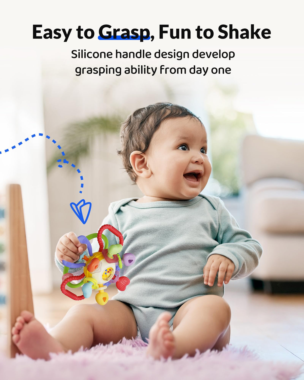 Infinno Baby Teething Toy for 3-12 Months with Pull Ring Spinner 🍁 All In One Marketplace Canada