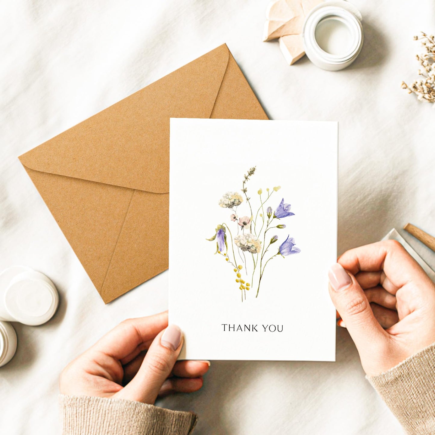 Thank You Cards with Envelopes - 32 Pack Wildflower Blank Cards With Adhesive Envelopes & Matching Stickers Perfect for Wedding, Bridal Showers, Baby Showers,Birthday, All Occasion 🍁 All In One Marketplace Canada