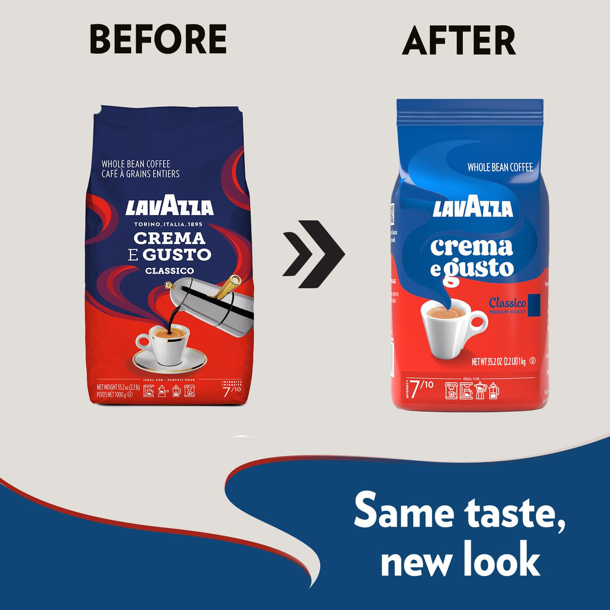 Lavazza Crema E Gusto Whole Bean Coffee Dark Roast 1 kg Bag, Crema E Gusto ,Authentic Italian, Blended and roasted in Italy, Full-bodied dark roast with creamy and full-bodied, with spices notesbl, 1 kg (Pack of 1) packaging may vary
