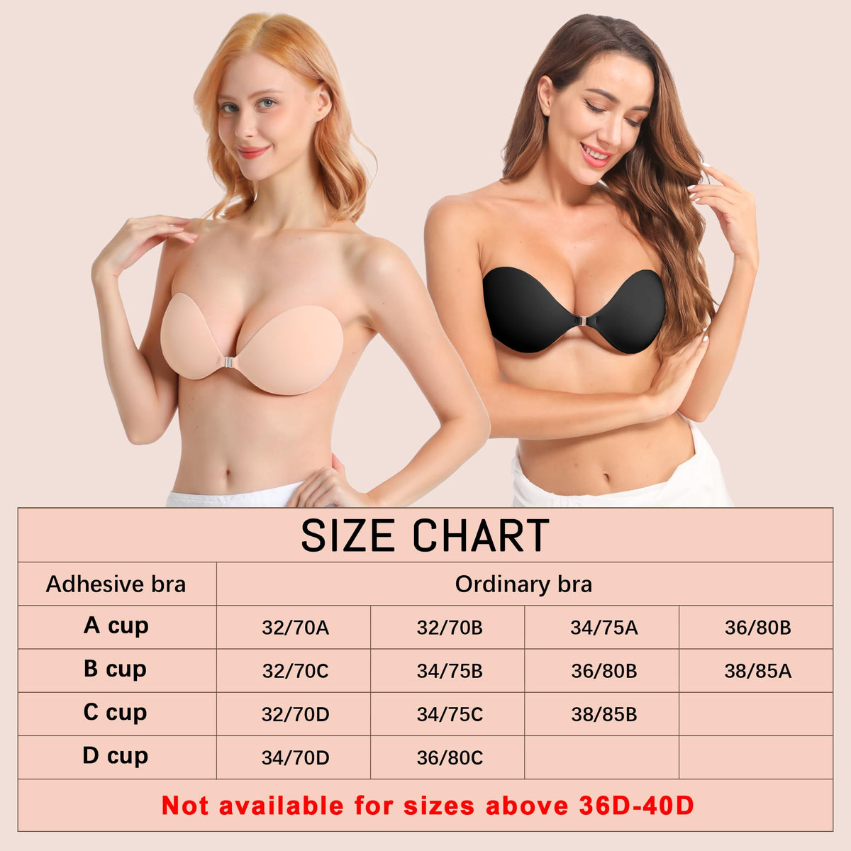 GKHWON Adhesive Bra Strapless Backless Invisible Push Up Sticky Bra with Silicone Nipple Covers Reusable Beige A 🍁 All In One Marketplace Canada