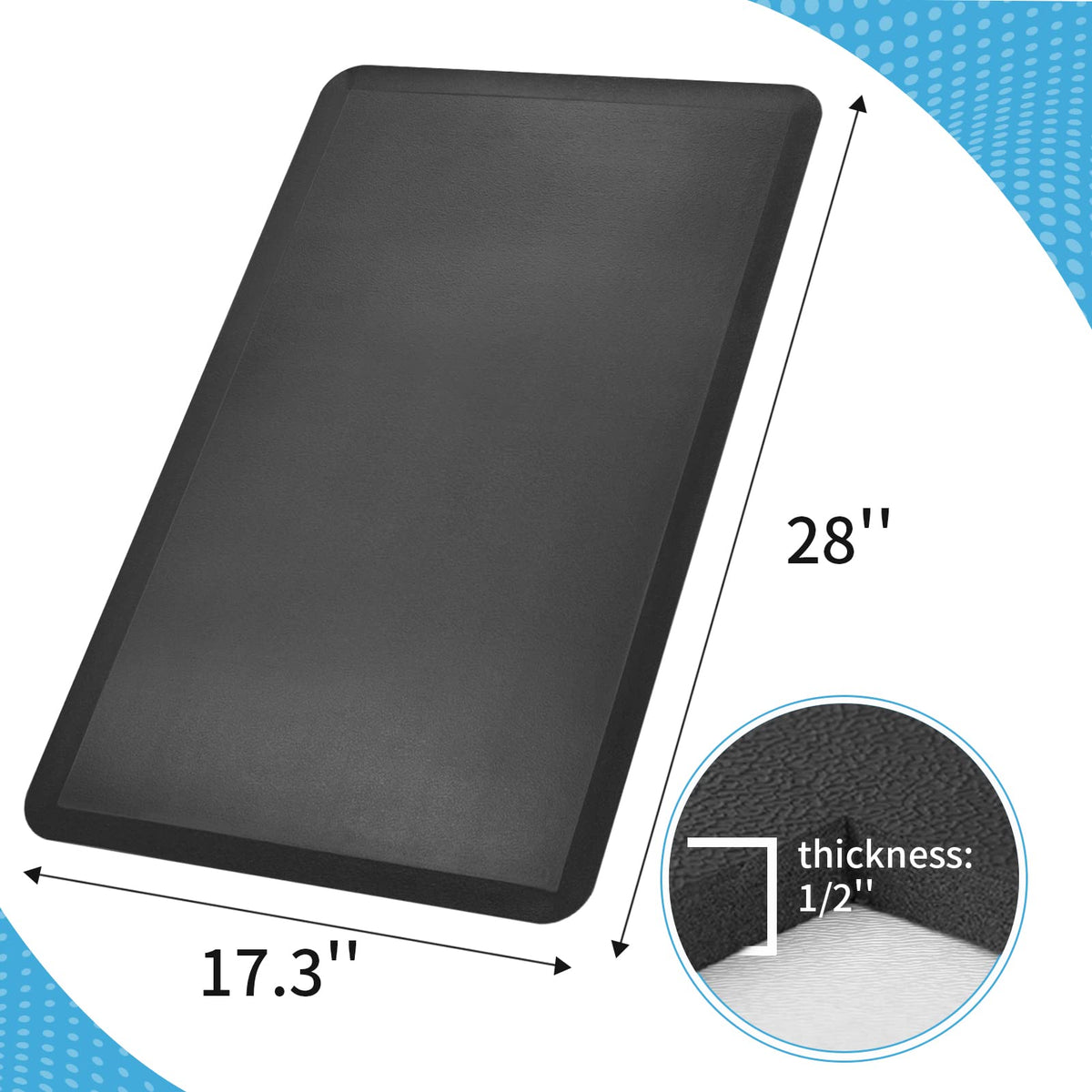 Art3d Anti Fatigue Mat - 1/2 Inch Cushioned Kitchen Mat - Non Slip Foam Comfort Cushion for Standing Desk, Office or Garage Floor (17.3"x28", Black) 🍁 All In One Marketplace Canada