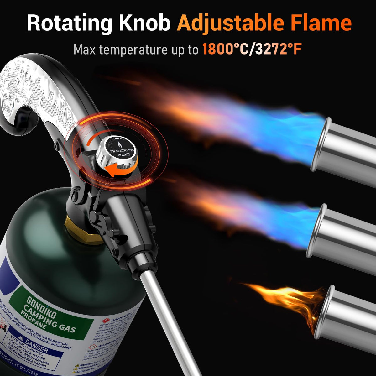 Sondiko Propane Torch Weed Burner, Ideal Weed Torch, Gas Welding Equipment, Heavy Duty Blow Torch with Turbo Trigger for Garden Stumps Wood Snow and Roofing 🍁 All In One Marketplace Canada