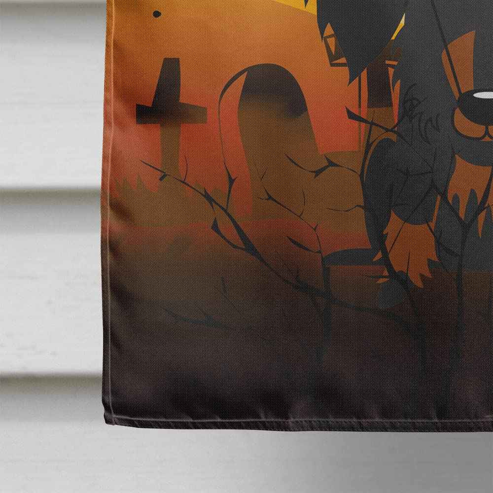 Caroline's Treasures BB4393CHF Halloween Wire Haired Dachshund Black Tan Flag Canvas House Size, Large, Multicolor