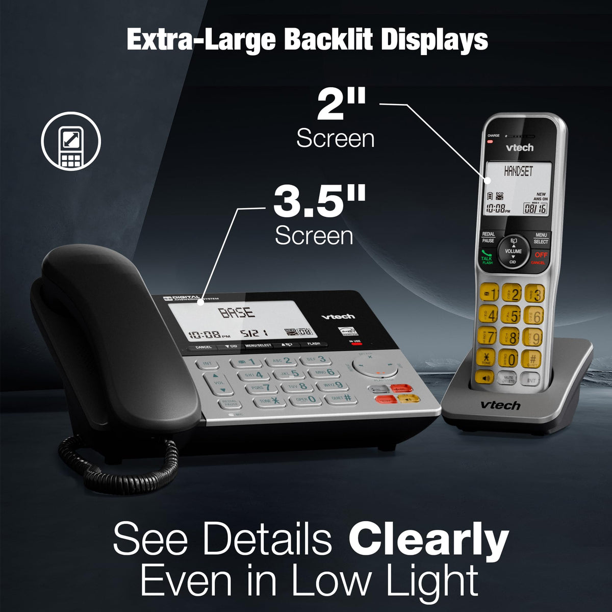 VTech DECT 6.0 1-Handset Corded/Cordless Phone for Home with Answering Machine, Call Blocking, Caller ID, Large Backlit Display, Duplex Speakerphone, Intercom, Landline Line-Power: VG208 🍁 All In One Marketplace Canada
