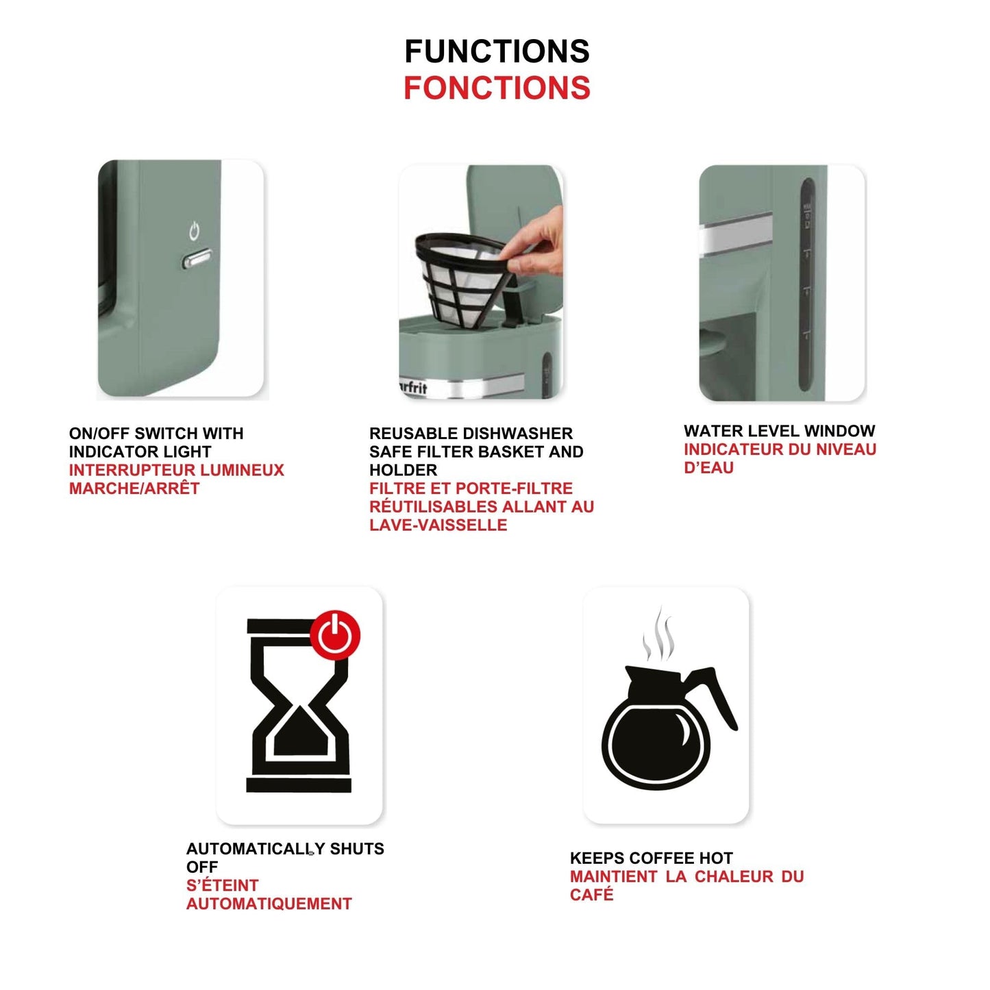 Starfrit 10-Cup Coffee Maker – Keep Warm Function – Reusable Filter Basket – Easy to clean – 900W – Sage 🍁 All In One Marketplace Canada