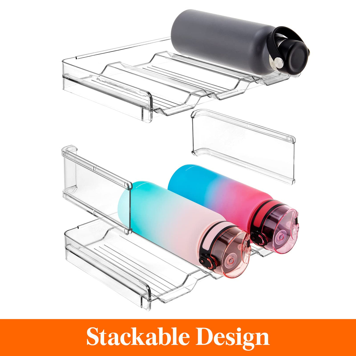 Lifewit Stackable Water Bottle Organizer for Cabinet, Freezer, Pantry - Plastic Cup Holder, Wine Racks for Kitchen Tabletop Storage, Cupboard, Office - Pack of 4, Each Rack Holds 3 Containers 🍁 All In One Marketplace Canada