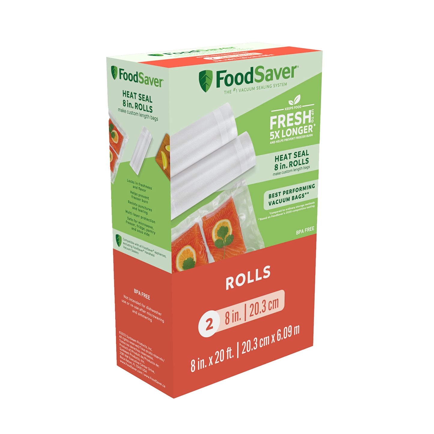 FoodSaver Vacuum Sealer Rolls for Custom Length Airtight Food Storage and Sous Vide Bags, BPA-Free, 8" x 20', 2 Pack 🍁 All In One Marketplace Canada