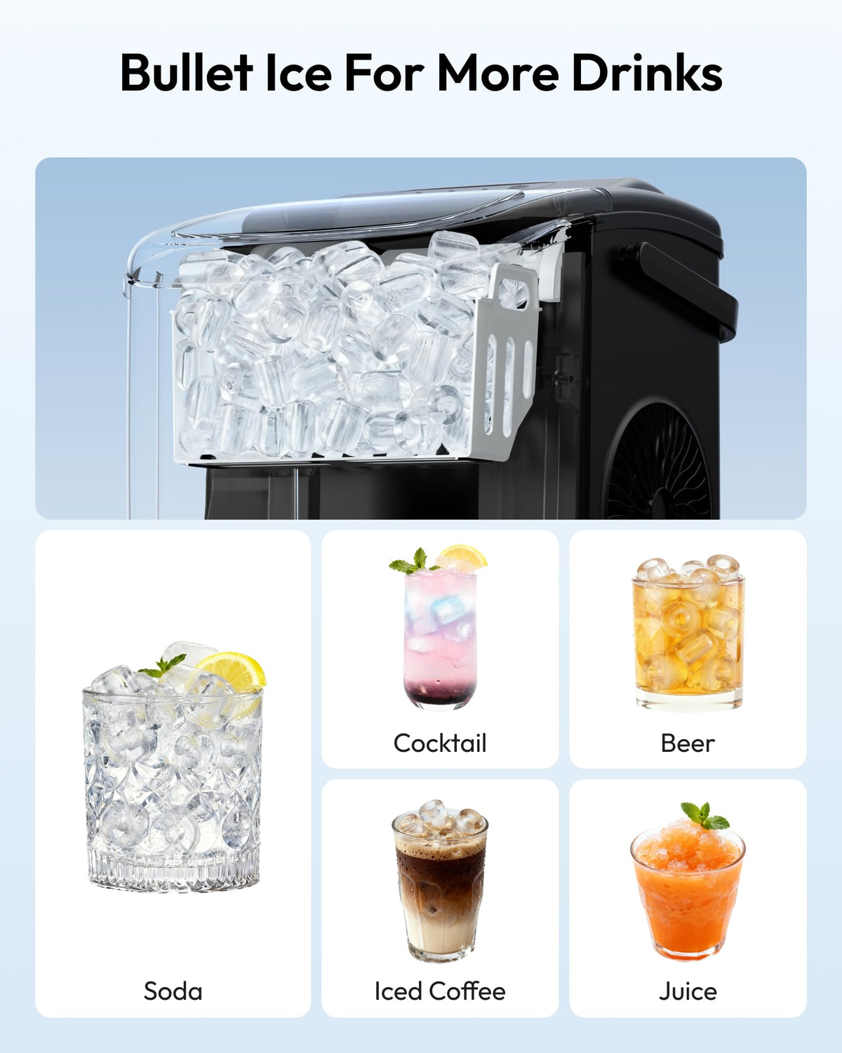 EUHOMY Countertop Ice Maker Machine with Handle, 26lbs in 24Hrs, 9 Ice Cubes Ready in 6 Mins, Auto-Cleaning Portable Ice Maker with Basket and Scoop, for Home/Kitchen/Camping/RV. (Black) 🍁 All In One Marketplace Canada