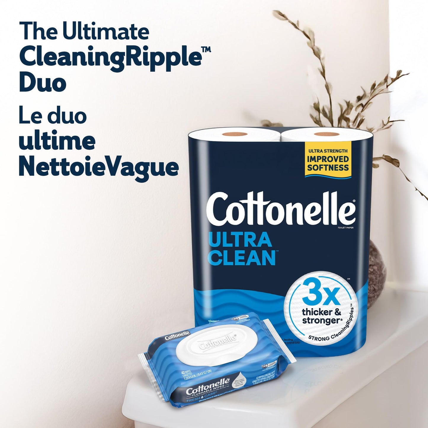 Cottonelle Toilet Paper, 24 Mega Rolls = 96 Regular Rolls, Ultra Clean, Strong Bathroom Tissue, 284 Sheets per Roll, Packaging May Vary 🍁 All In One Marketplace Canada
