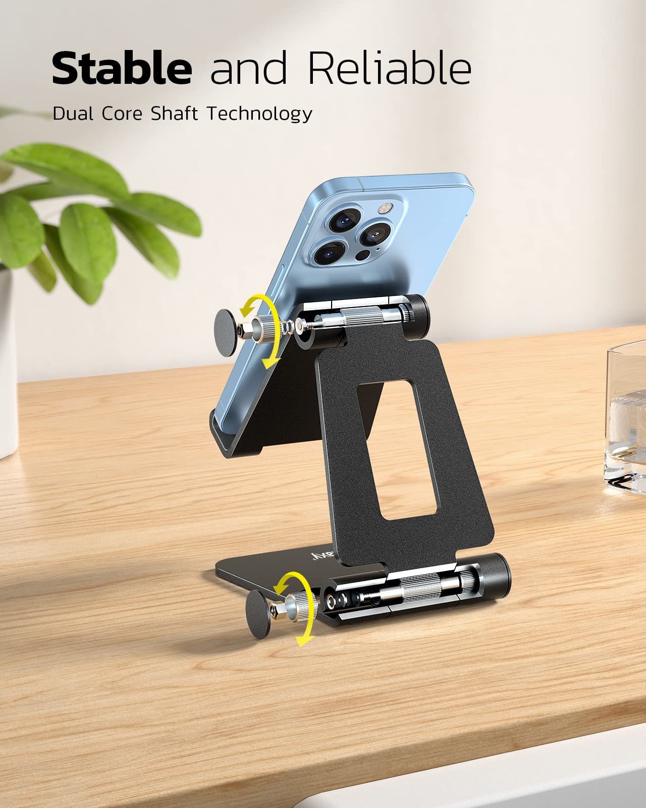 Nulaxy Dual Foldable Phone Stand for Desk, Fully Adjustable Desktop Cell Phone Holder Accessories for Office Kindle Compatible with 4-8" Mobile Devices iPhone Pro/Max/Plus, iPad Pro/Air/Mini, Black 🍁 All In One Marketplace Canada