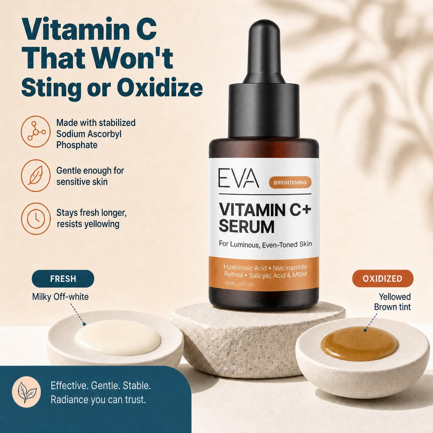 Eva Naturals Vitamin C+ Serum for Face – Anti Aging Facial Serum with Retinol, Salicylic Acid, Niacinamide & Hyaluronic Acid – Dark Spot, Fine Line & Wrinkle Support for Radiant Skin 🍁 All In One Marketplace Canada