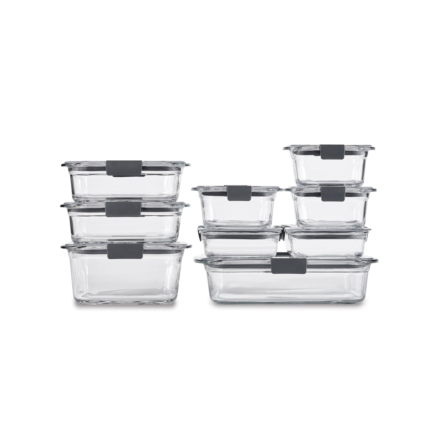 Rubbermaid Brilliance Glass Food Storage Containers, Set of 9 Food Containers with Lids (18 Pieces Total), BPA Free and Leak Proof 🍁 All In One Marketplace Canada