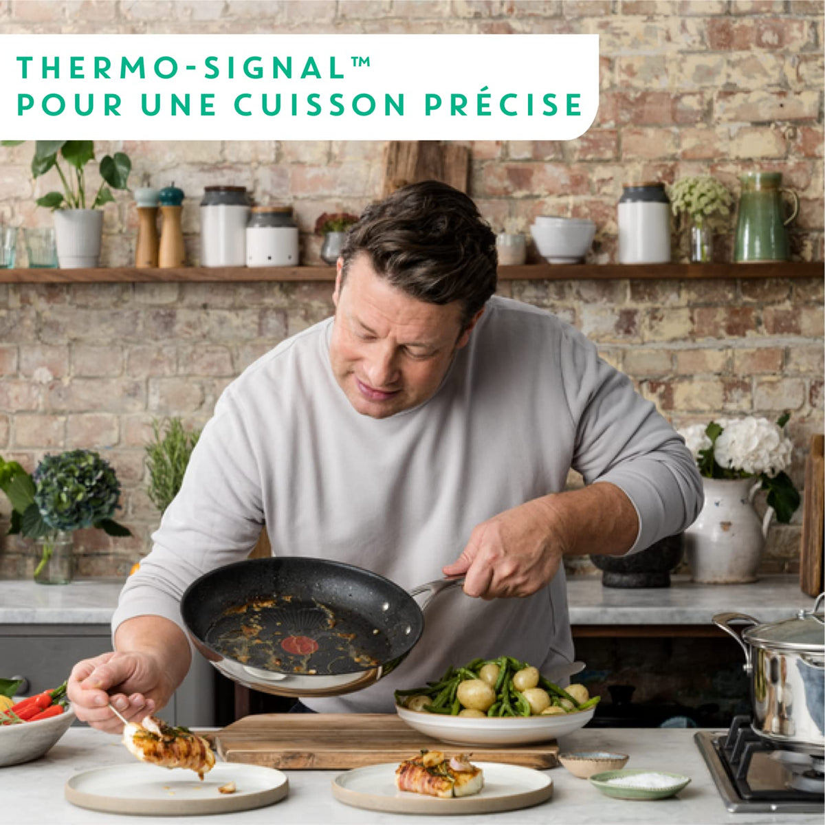 Jamie Oliver by Tefal Nonstick Coated Stainless Steel Pan Set 9.5" & 11", Induction Compatible, Oven Safe up to 500°F, Chef's Stainless Steel Skillet, Frying Pan, Kitchen Essentials, Silver 🍁 All In One Marketplace Canada
