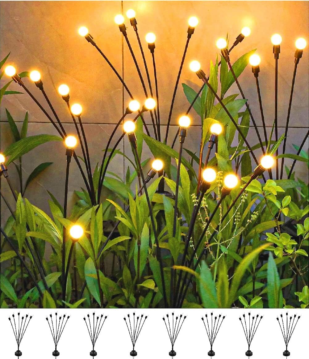 SIOTMERA 8 Count Solar Lights Outdoor Waterproof IPX5, Solar Garden Lights, Wind Swaying Firefly Lights, Solar Christmas Lights, for Yard Lawn Pathway Decoration Lighting,6LED WarmYellow 🍁 All In One Marketplace Canada