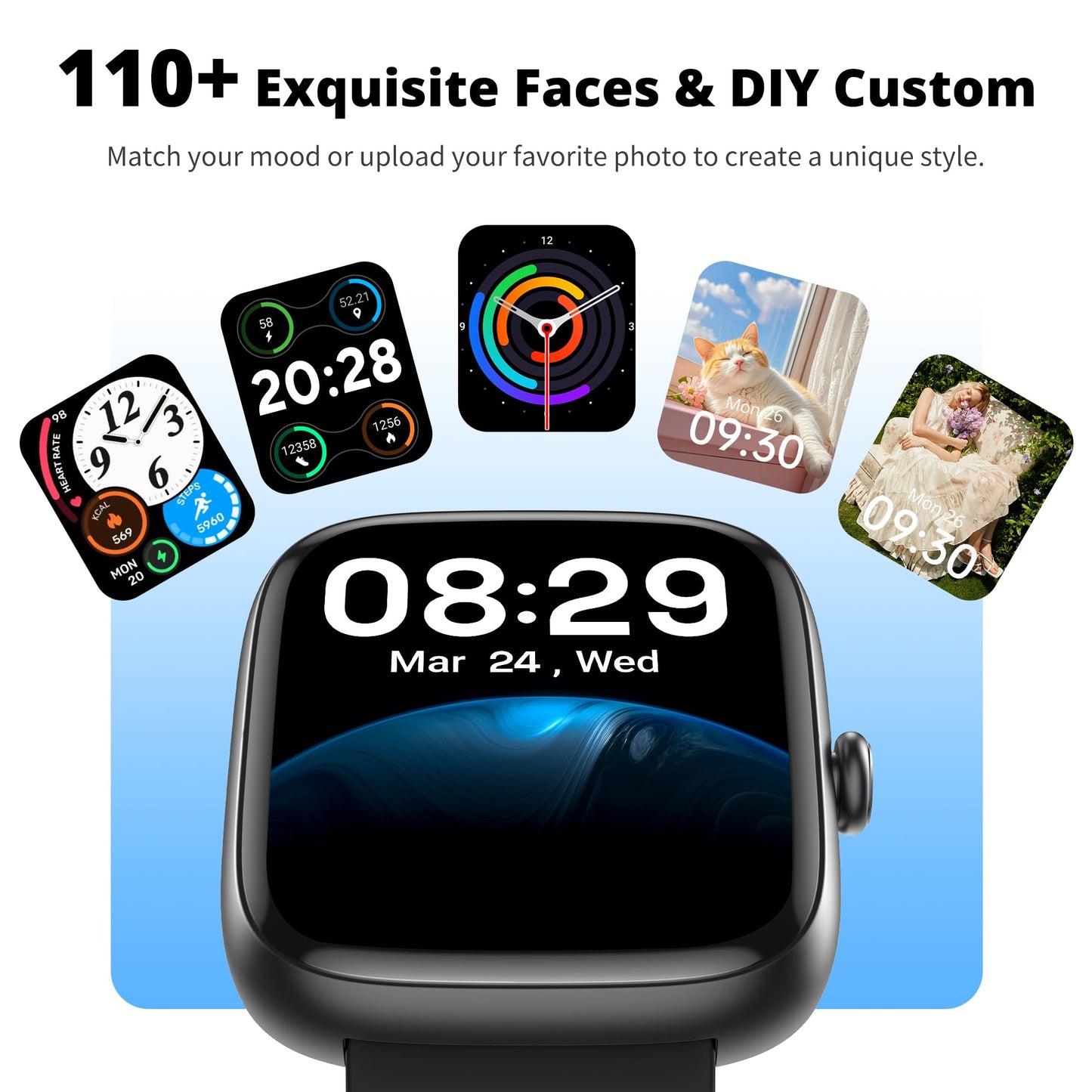 Fixwink Smart Watch for Men Women (Answer/Make Call), 1.83" HD Fitness Tracker with Heart Rate/SpO2/Sleep Monitor, Pedometer, 120+ Sport Modes, IP67 Waterproof, 7-Day Battery, for iOS Android, Black 🍁 All In One Marketplace Canada