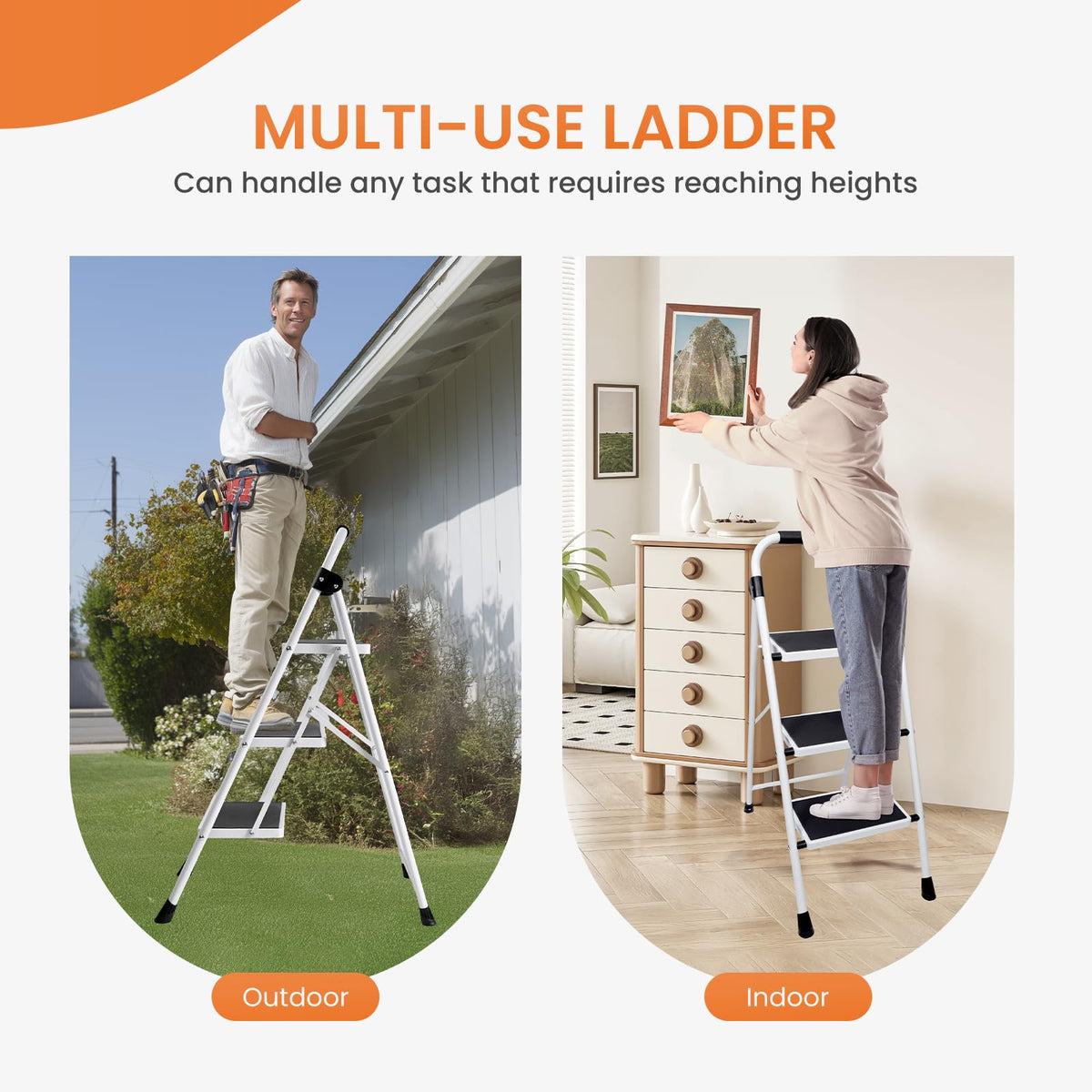 Sweetcrispy 3 Step Ladder, Folding Step Stool, Anti-Slip Pedal 🍁 All In One Marketplace Canada