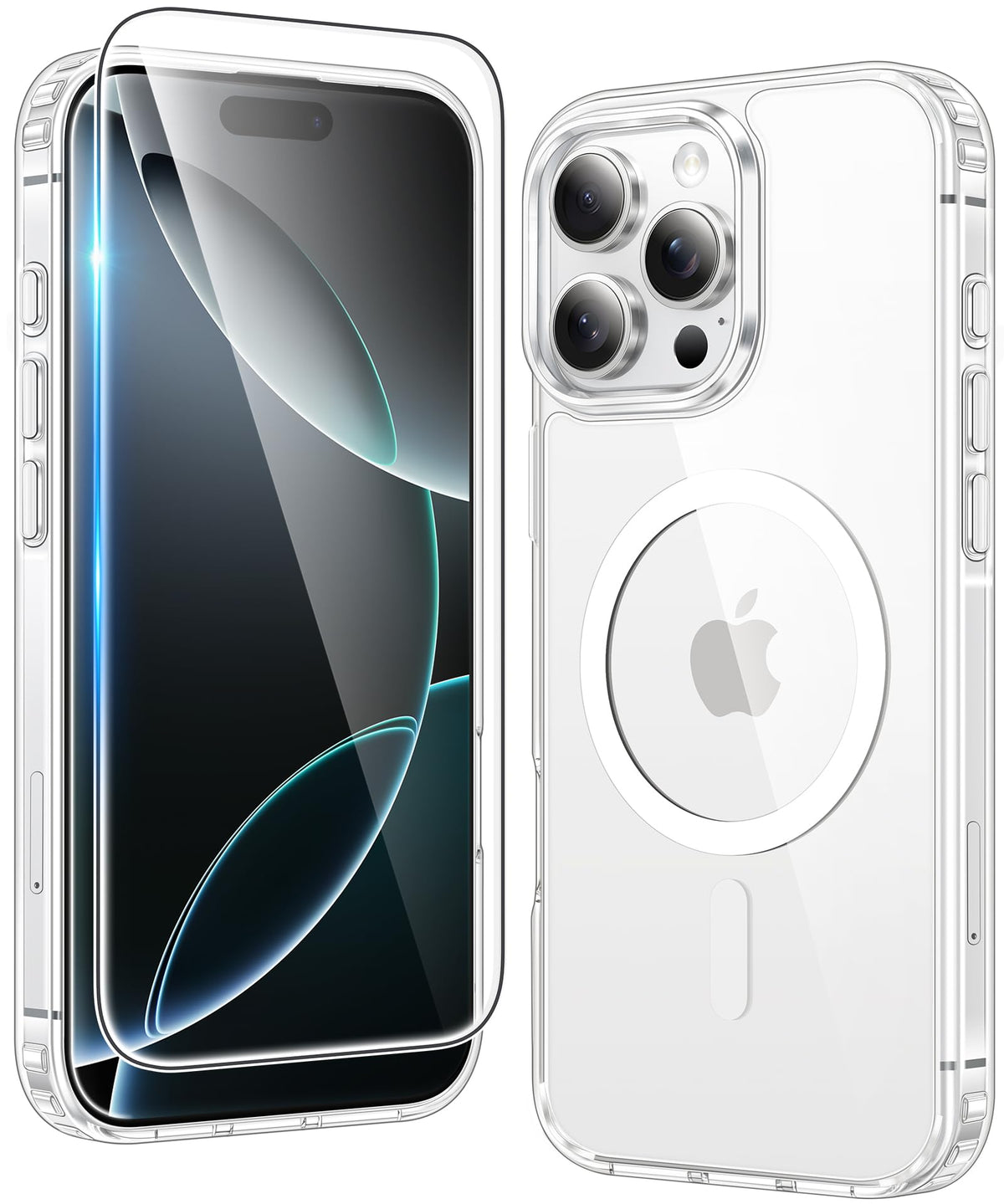 FNTCASE for iPhone 16 Pro Case: Clear Magnetic Phone Cases with Screen Protector Slim Anti Yellowing Rugged Shockproof Protective Transparent Cell Phone Cover (A-Clear Magnetic) 🍁 All In One Marketplace Canada
