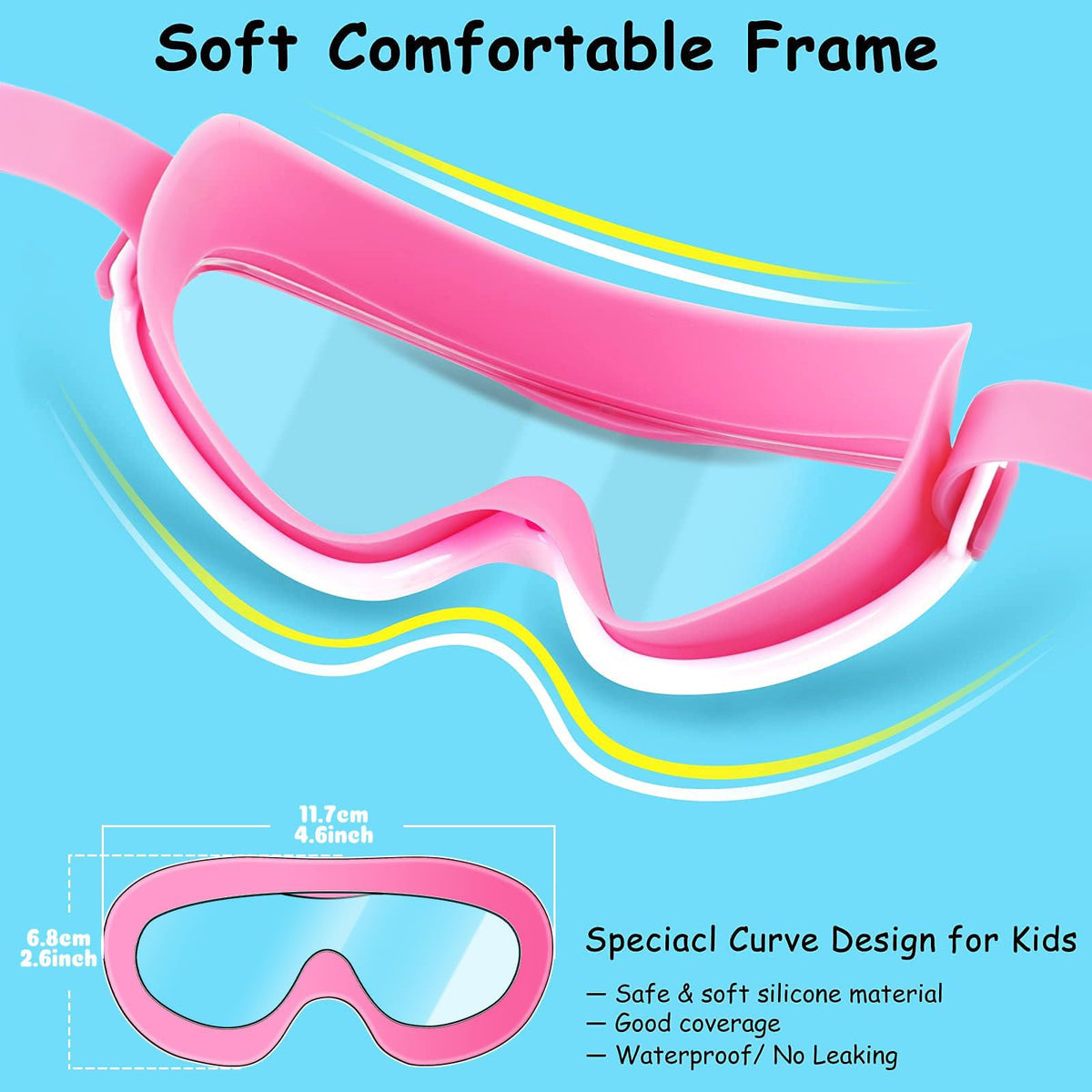 COOLOO Kids Swim Goggles for Age 3-15, 2 Pack Kids Goggles for Swimming with Nose Cover, No Leaking, Anti-Fog, Waterproof 🍁 All In One Marketplace Canada