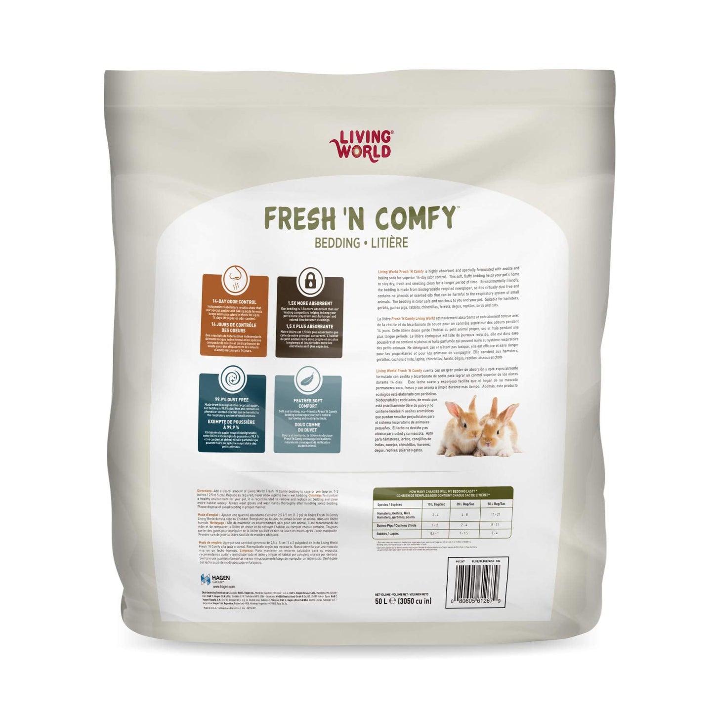 Living World Fresh 'N Comfy Bedding for Small Pets, 50L, Blue, Made from Recycled Newspaper, 99% Dust-Free 🍁 All In One Marketplace Canada