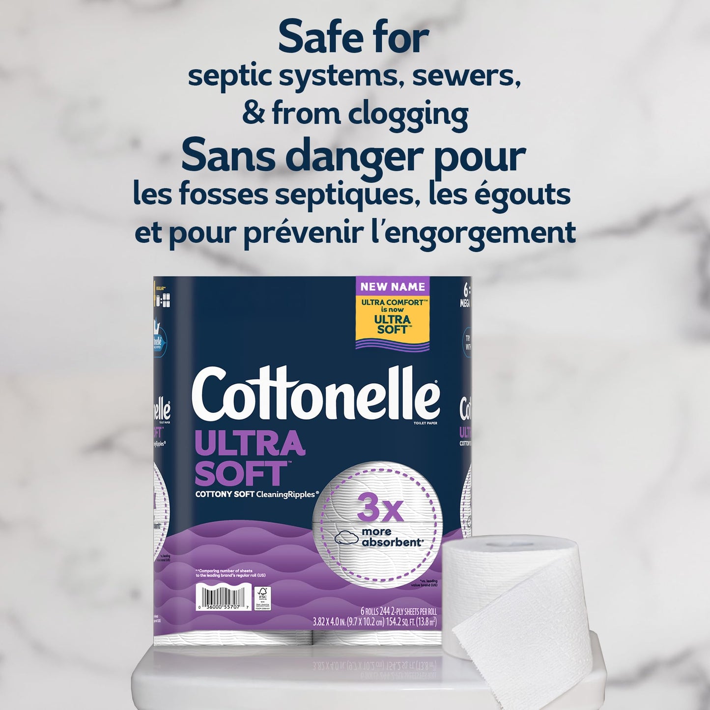 Cottonelle Toilet Paper, 32 Family Mega Rolls = 144 Regular Rolls (8 Packs of 4), Ultra Soft, Soft Bathroom Tissue, 296 Sheets per Roll, Packaging May Vary 🍁 All In One Marketplace Canada