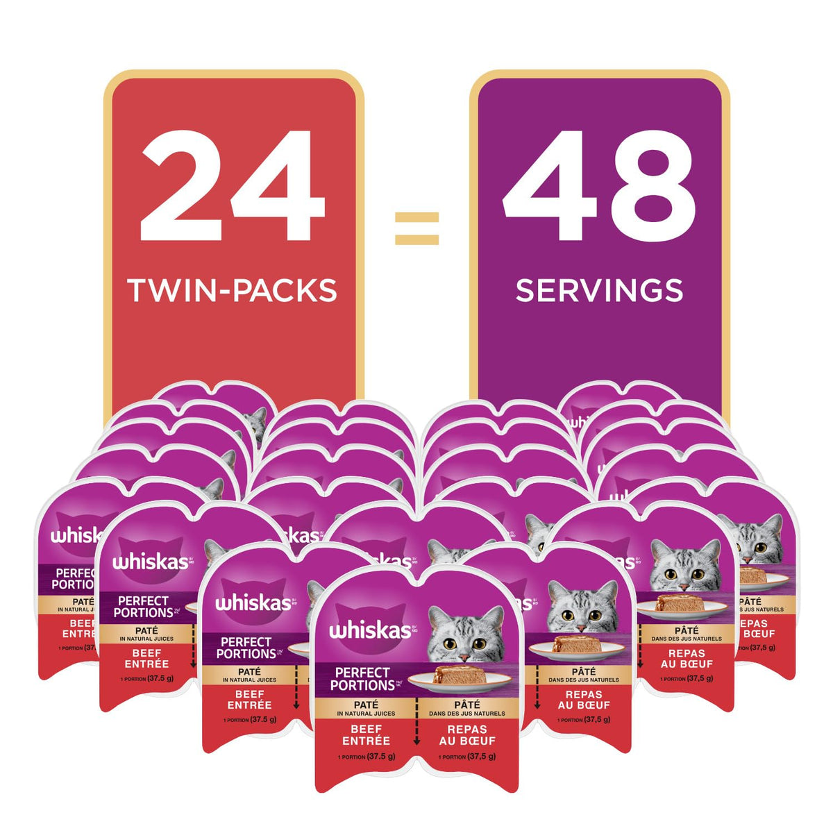 WHISKAS Perfect PORTIONS Kitten Wet Cat Food, Beef Flavour, 75g (12 Pack) 🍁 All In One Marketplace Canada