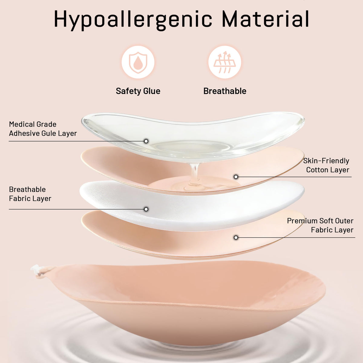 GKHWON Adhesive Bra Strapless Backless Invisible Push Up Sticky Bra with Silicone Nipple Covers Reusable Beige B 🍁 All In One Marketplace Canada