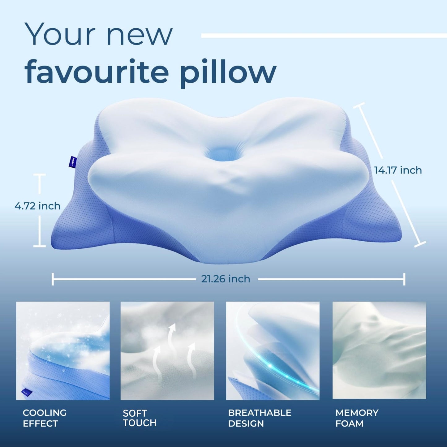 Derila Ergo Pillow Memory Foam Butterfly Neck Pillow, Side, Stomach Sleeper Pillows, oreiller Mousse memoire, Fete Des Meres Cadeaux Happy Mothers Day 21.25 x 14.17 x 4.72 inches 🍁 All In One Marketplace Canada