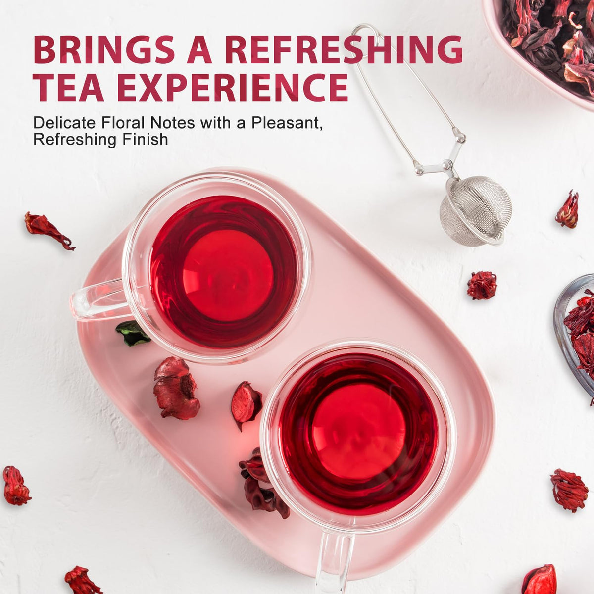 Soeos Organic Hibiscus Tea, 1lb (16oz) Whole Dried Hibiscus Flowers, Caffeine-Free Herbal Tea with Bold Tart Flavor, Perfect for Iced Tea, Hot Infusions & Floral Blends. 🍁 All In One Marketplace Canada