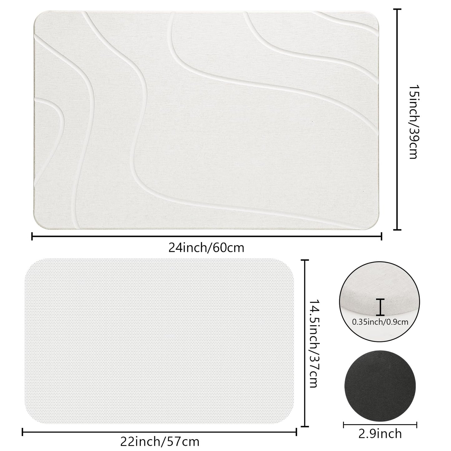 Ceecysaa 60 x 39cm Stone Bath Mat, Diatomaceous Earth Quick Dry Non Slip, White 🍁 All In One Marketplace Canada