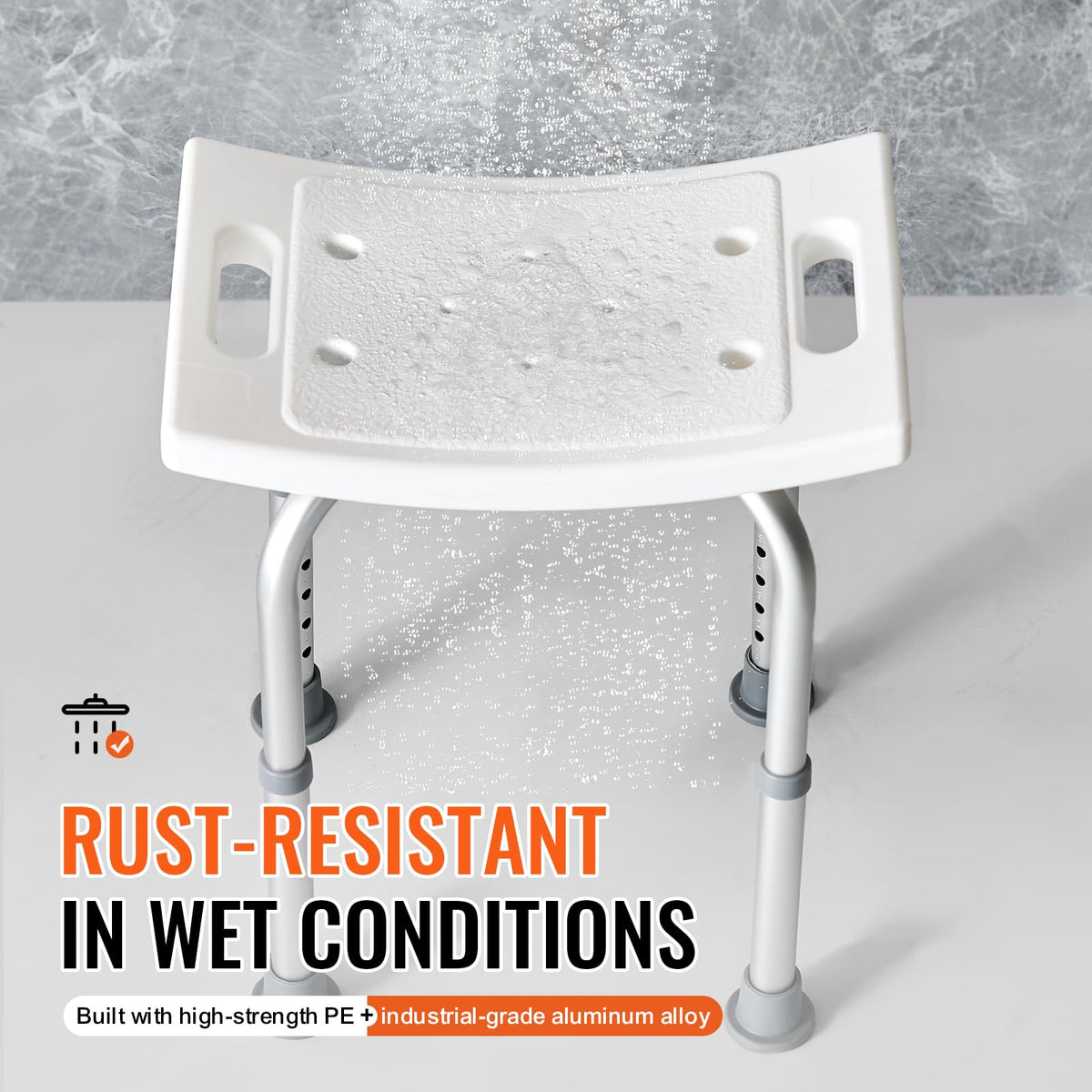 VEVOR Shower Chair, Adjustable Height Shower Stool with Built-in Handles, Shower Seat for Inside Shower or Tub, Non-Slip Bench Bathtub Stool Seat for Elderly Disabled Handicap, 158.8 kg Capacity 🍁 All In One Marketplace Canada