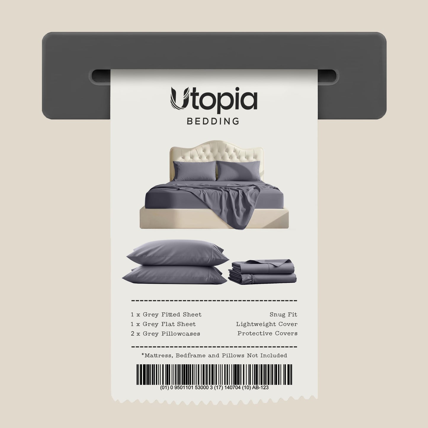 Utopia Bedding King Bed Sheets - 4 Piece King Size Cooling Sheet Set - Hotel Luxury Soft Breathable Microfiber, Oeko-TEX, Deep Pocket Easy Fit & Care, Fade & Wrinkle Resistant, Grey 🍁 All In One Marketplace Canada