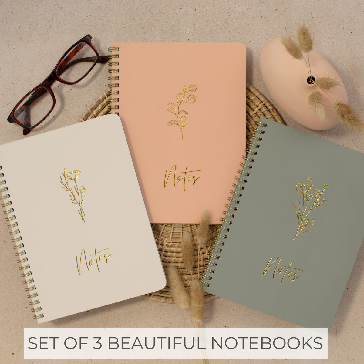 ZICOTO Aesthetic Spiral Notebook Set of 3 For Women - Cute College Ruled 8x6 Journal/Notebook with Large Pockets And Lined Pages - Perfect Supplies to Stay Organized at Work or School 🍁 All In One Marketplace Canada