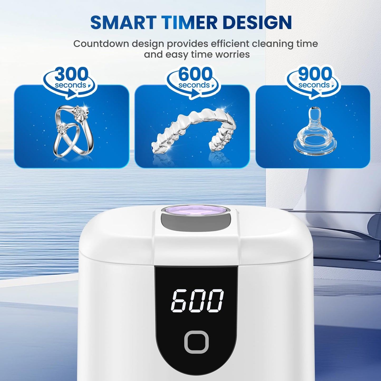Ultrasonic Retainer Cleaner Machine, Upgraded 45kHz Ultrasonic Cleaner for Mouth Guard Braces, Night Guards, Toothbrush Heads & Jewlery with 200ML, 4 Modes and Digital Timer Dental Cleaning Pod (White) 🍁 All In One Marketplace Canada